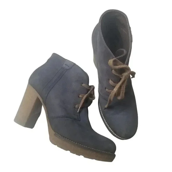 BROWNS blue lace up ankle booties tan 39 - Picture 1 of 10